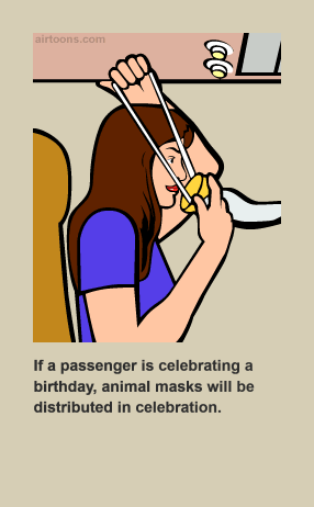 Mask protects against eggs falling from ceiling.